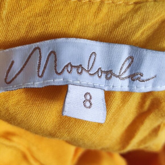 Mooloola summer dress women's size 8 yellow perforated floral lining cotton - Picture 5 of 15